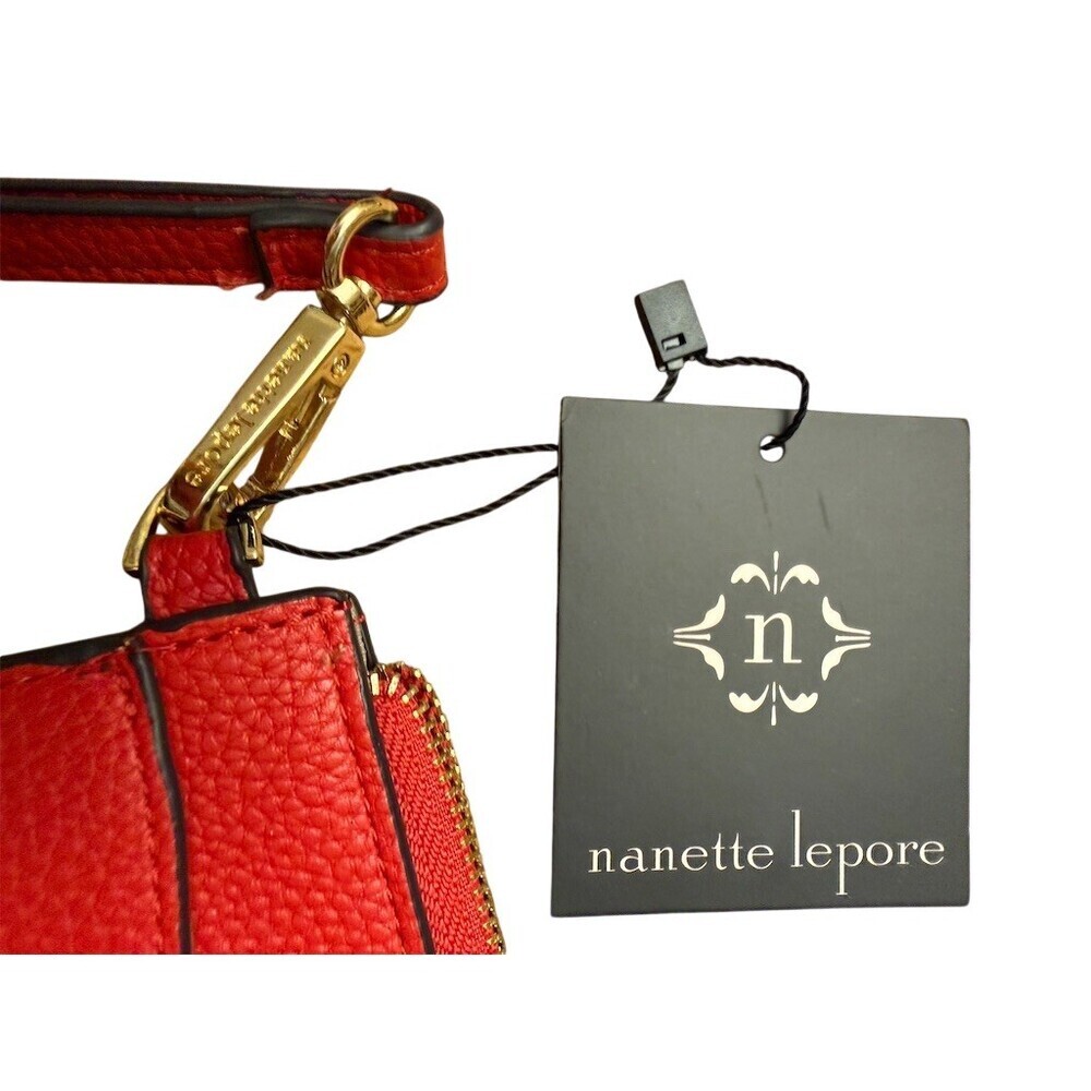 Nanette Lepore Wristlet Pouch Small Red Gold Strap - Picture 2 of 6